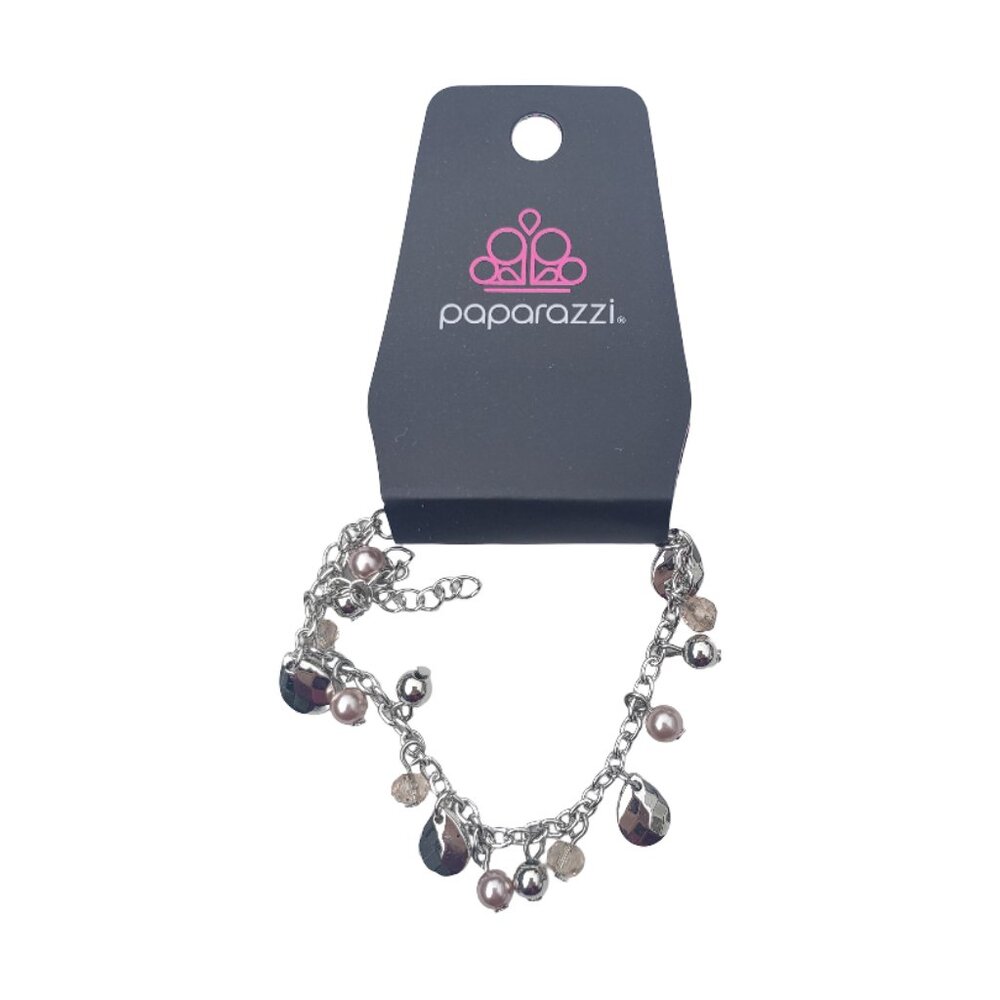Paparazzi "Modestly Midsummer Brown Bracelet" Silver-Tone Charm Bracelet New NWT